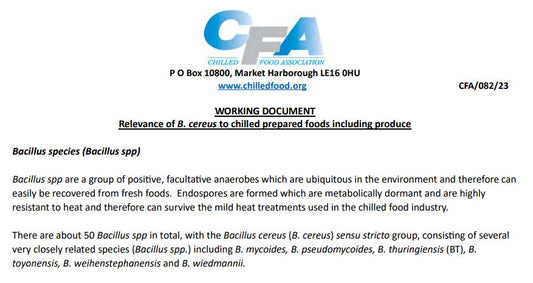 CFA Working Document: Bacillus Relevance to chilled prepared foods (2023)