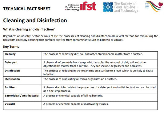 Food & Industry Biocides Group - Cleaning & Disinfection Technical Fact Sheet