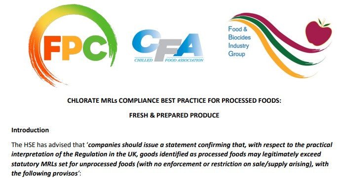 FBIG FPC CFA Chlorate MRLs compliance best practice guidance – fresh & prepared produce (7/9/20)