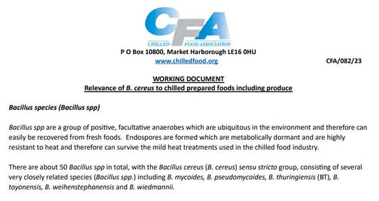 CFA Working Document: Bacillus Relevance to chilled prepared foods
